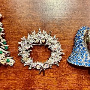 Three beautiful Christmas Holiday Pins .